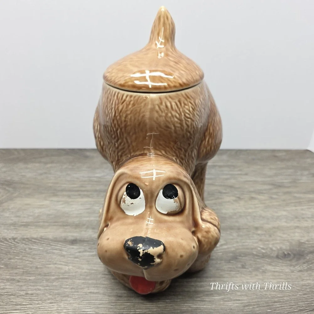 Vintage McCoy Brown Hound Dog Cookie Jar #0272 Canister